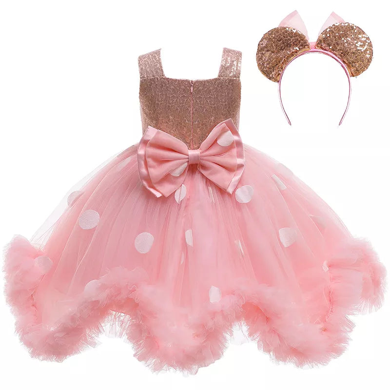 Polka-Dot Design Little Girls Birthday Party Dresses childrensterritory