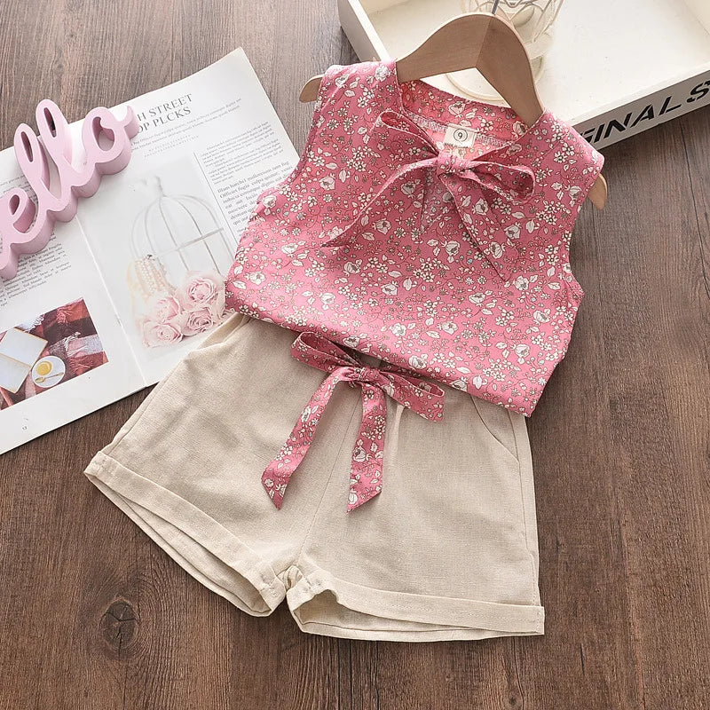Little Girls Sleeveless Vest &amp; Shorts 2Pcs/Sets for Summer childrensterritory