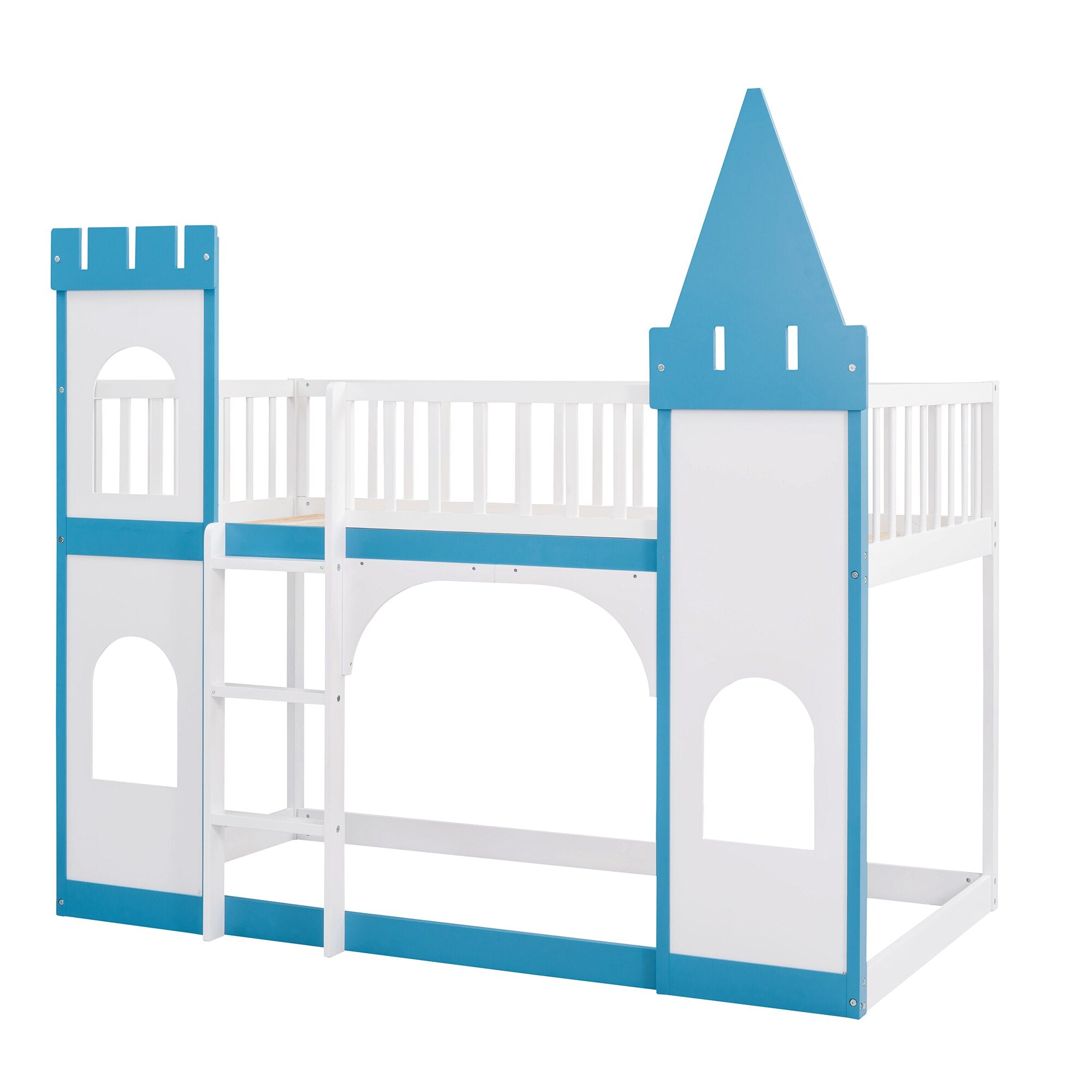 Twin Over Twin Castle Bunk Bed with Ladder childrensterritory
