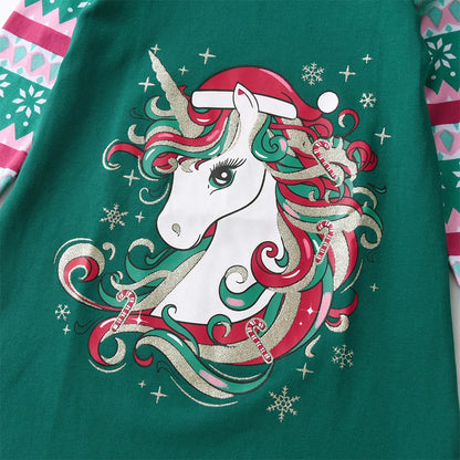 Girls Unicorn Printed Full Sleeve Straight Top childrensterritory
