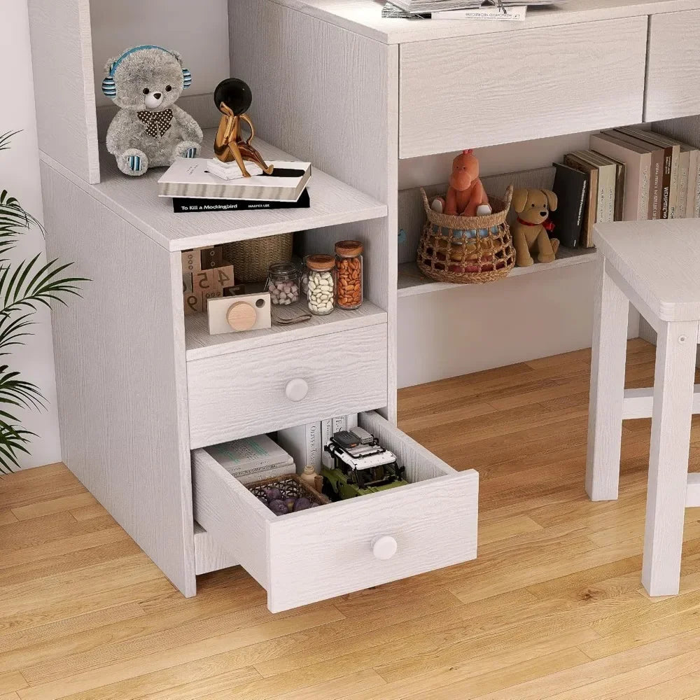 Kids Study Desk with 4 Drawers and Chair Set childrensterritory