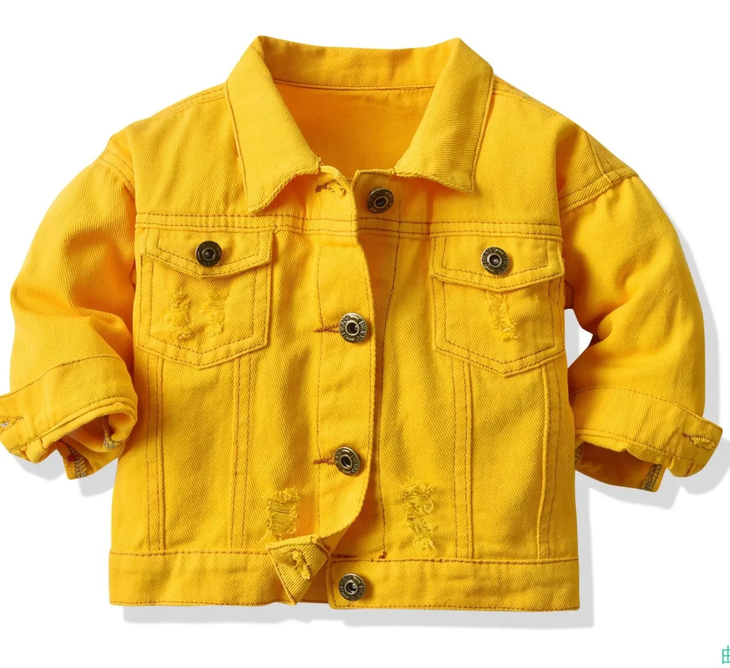 Candy Color Unhooded Denim Jacket for Little Boys Girls childrensterritory