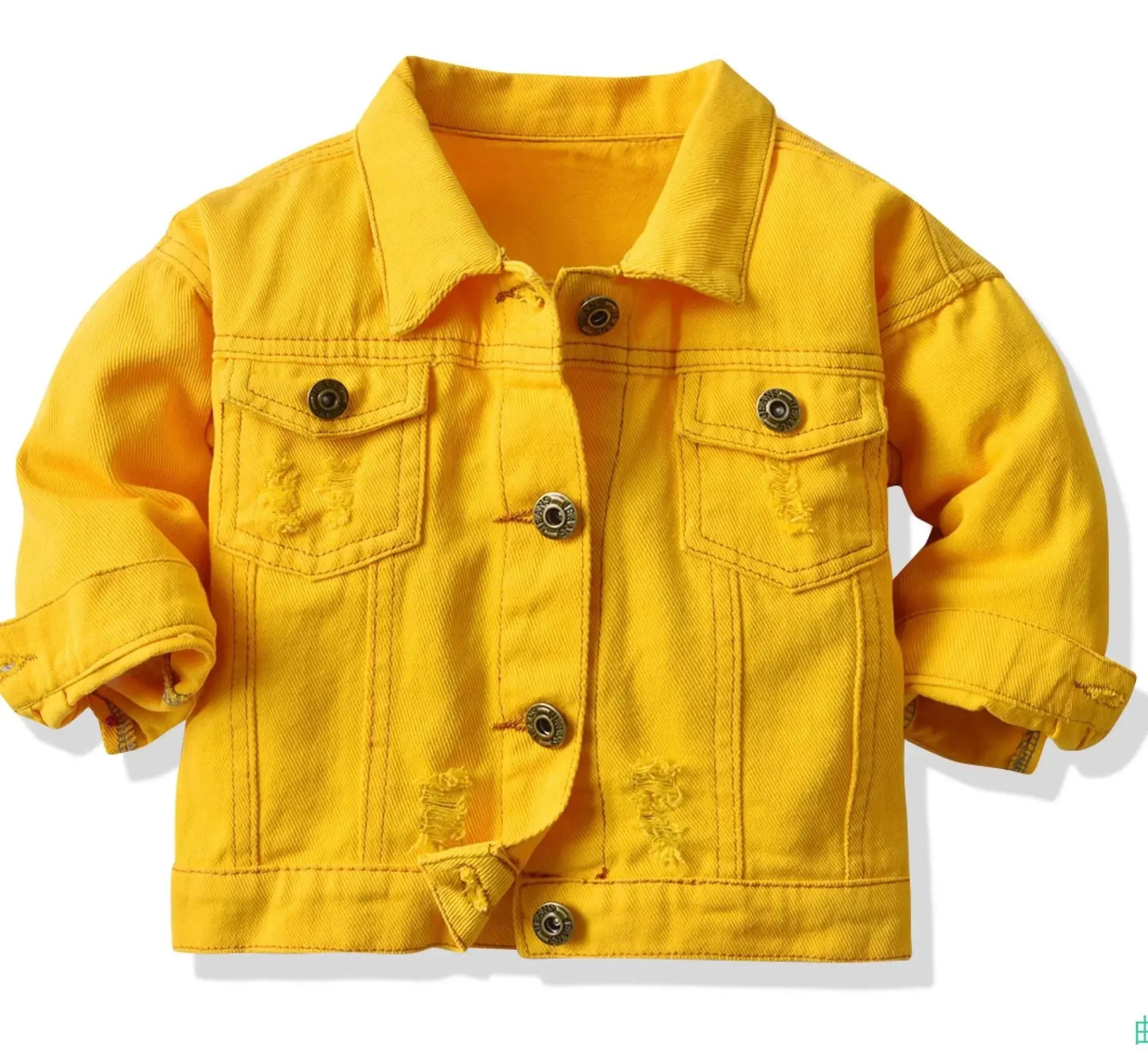 Candy Color Unhooded Denim Jacket for Little Boys Girls childrensterritory