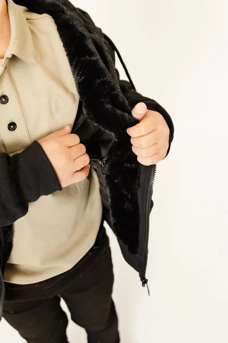 Two Layer Thick Warm Fur Winter Hoodie for Teen Boys childrensterritory