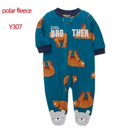 Newborn Baby Zipper Up Overalls Fleece Romper for Winter childrensterritory