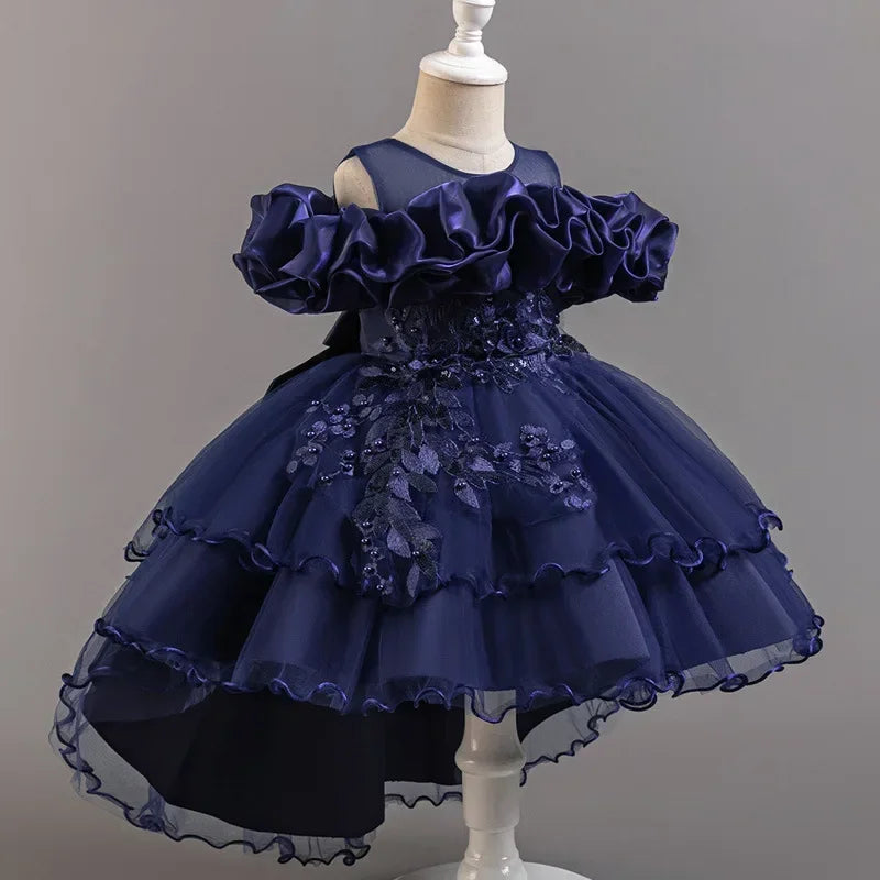Beaded Sequined First Birthday Party Dresses for Baby Girls