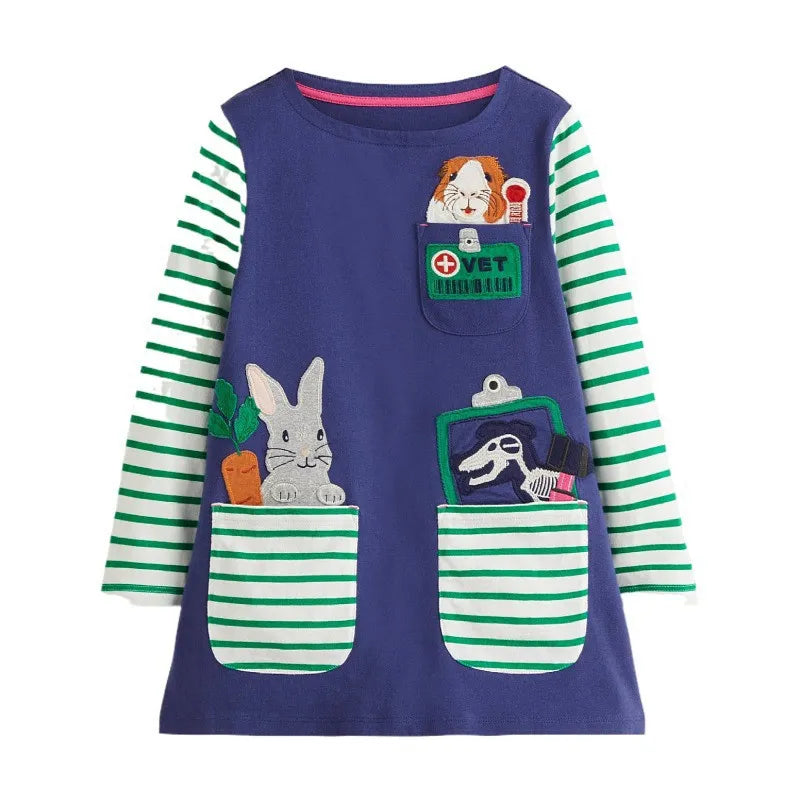 Kids Girls Long Sleeves Printed Princess Dresses childrensterritory