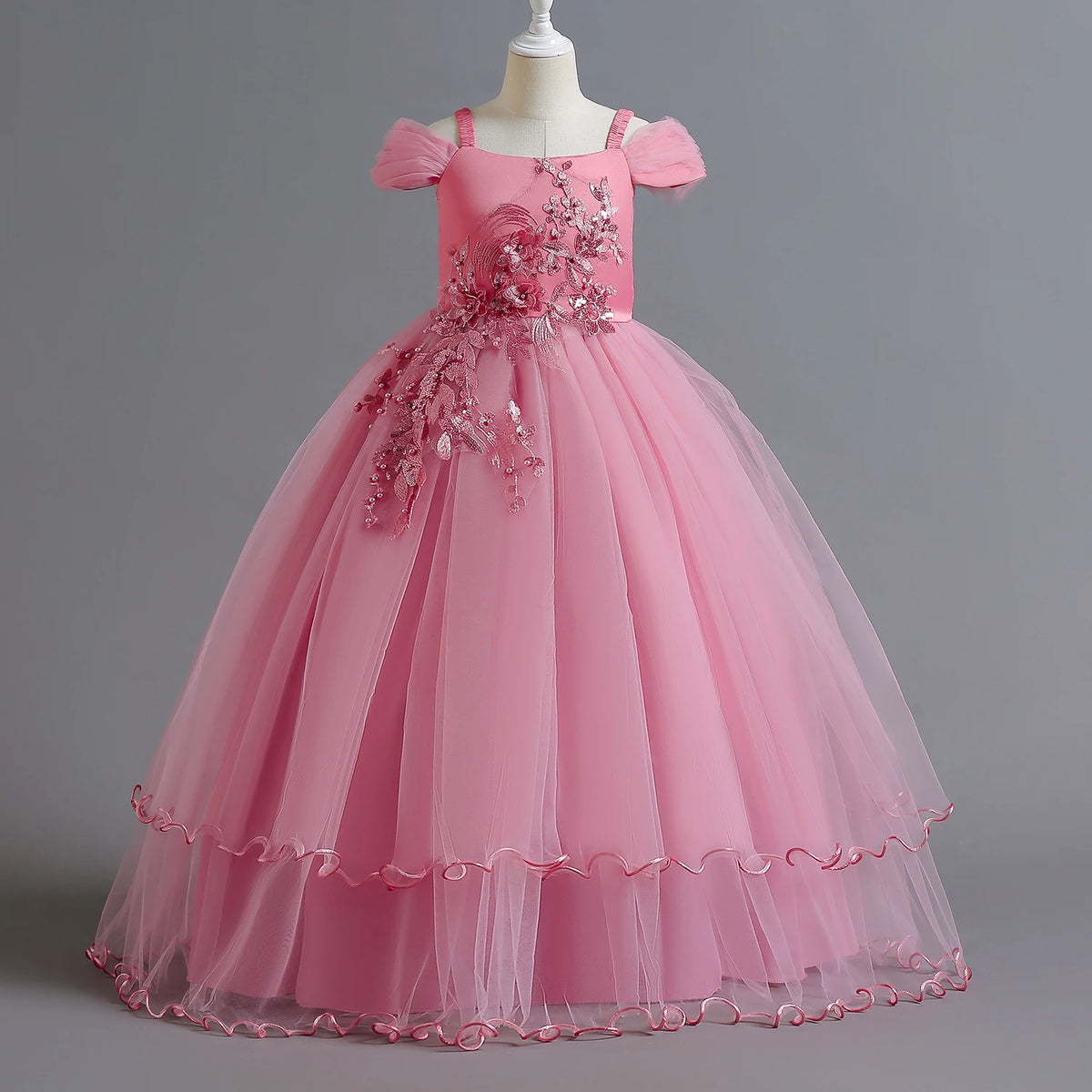 Kids Girls Lace Embroidery Bridesmaid Party Dress childrensterritory