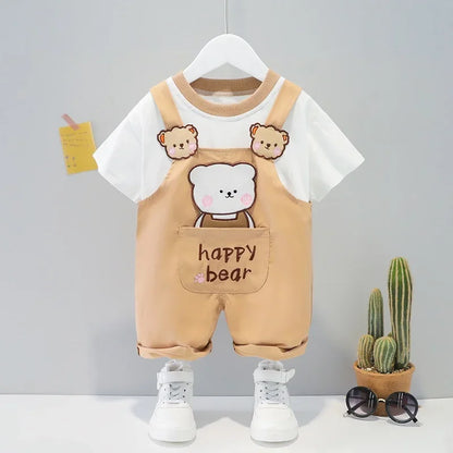 Cartoon Design Baby Boy Color Blocking 2PC Casual Clothes Set