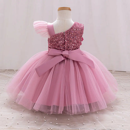 Toddler/Baby Girls Sequin Flower Design Tulle Bridesmaid Gowns