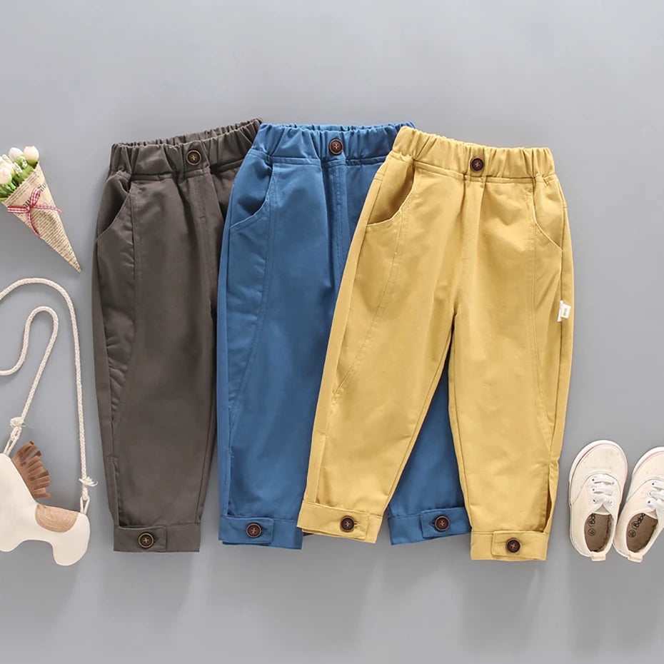 Solid Color Casual Style Trousers For Little Girls childrensterritory