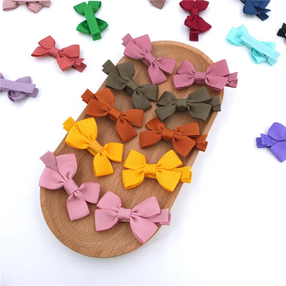 Baby/Kids Girls Solid Ribbon Bow Hair Clips
