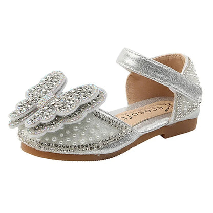 Kids Girls Glitter Butterfly Design Soft Wedding Sandals