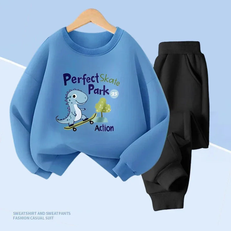 Kids 2pcs Dinosaur Printed Hoodie + Pants Set