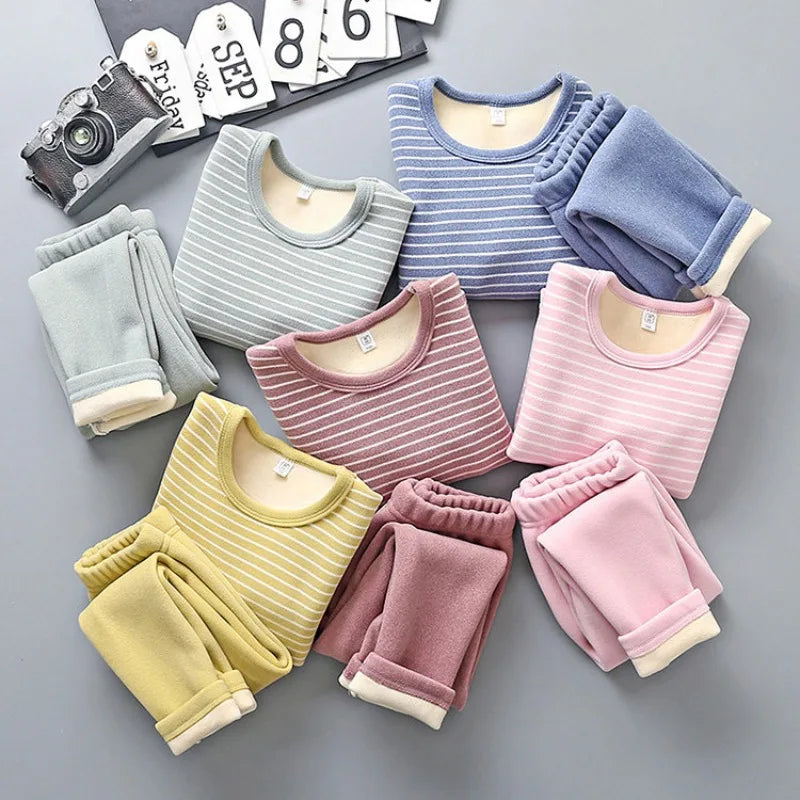 Thick Warm Long Sleeve Kids Pyjamas for Autumn Winter childrensterritory