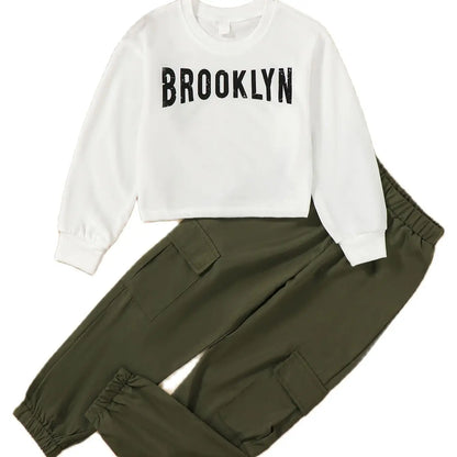 2PCS Boys &amp; Girls Letter Print Top And Pants Clothing Set childrensterritory