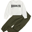 2PCS Boys & Girls Letter Print Top And Pants Clothing Set childrensterritory