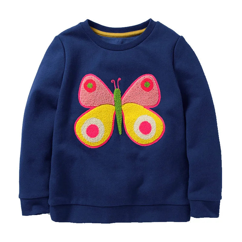 Cartoon Animal Design Little Girls Cotton Sweatshirts for Winter