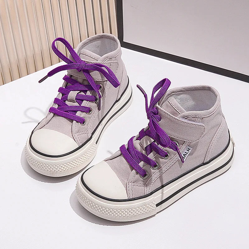 Little Boys Girls Jelly Color Canvas Lace Up Flats Shoes childrensterritory