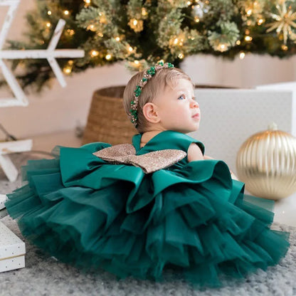 Toddler Girls Lace Embroidery with Big Bow Design Party Gown