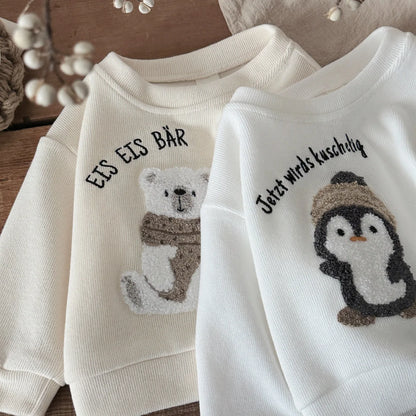 Embroidery Cartoon Bear Design 2Pcs Baby Girl Clothing Sets childrensterritory