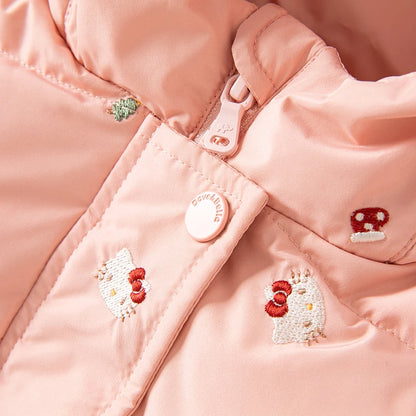 Cute Girls Kitty Printed Hooded Warm Jackets childrensterritory