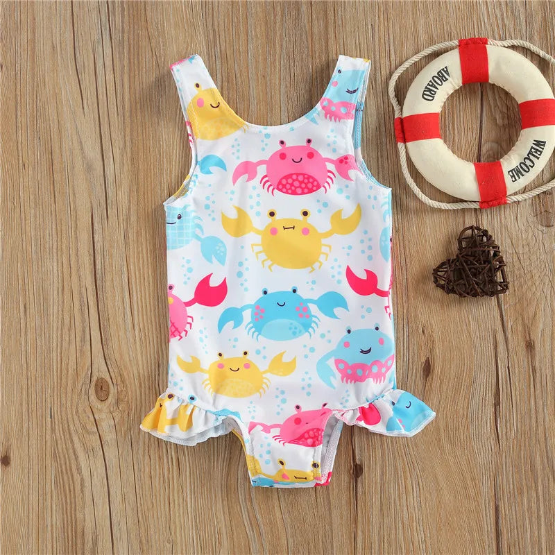 Baby Girls Soft Printed One-Two-piece Swimsuit