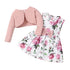 Baby Girl Party Wear Floral Dress with Ribbed Overcoat 2PCS Set childrensterritory