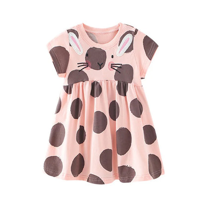 Cartoon Embroidery Kids Girls Soft Cotton Korean Style Dress