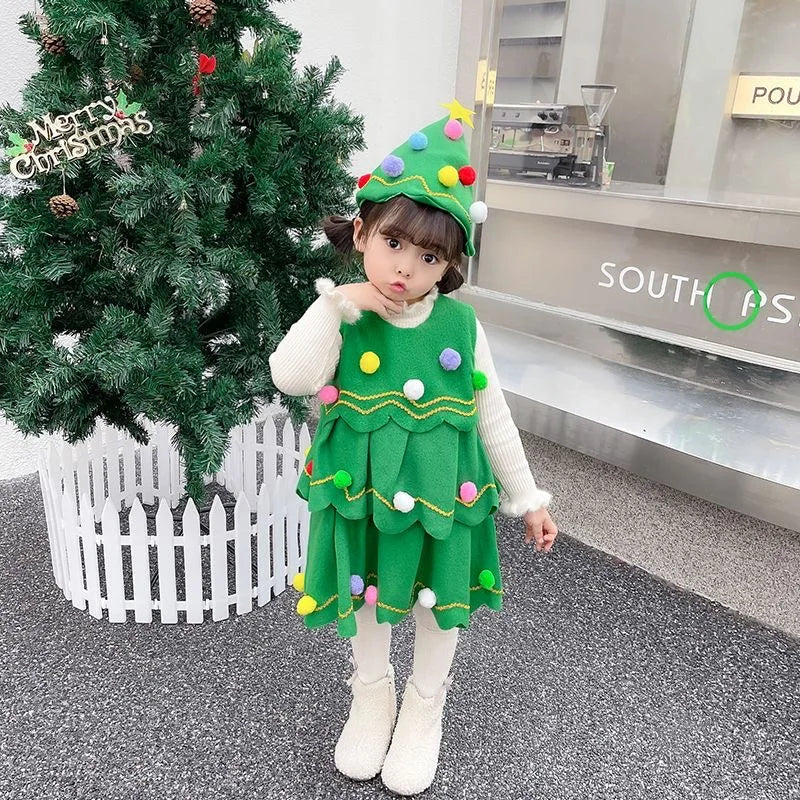 Kids Girls Christmas Tree Costume for Cosplay childrensterritory