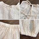 Girls' Casual Hollow Lace Design 2-Piece Summer Outfits childrensterritory