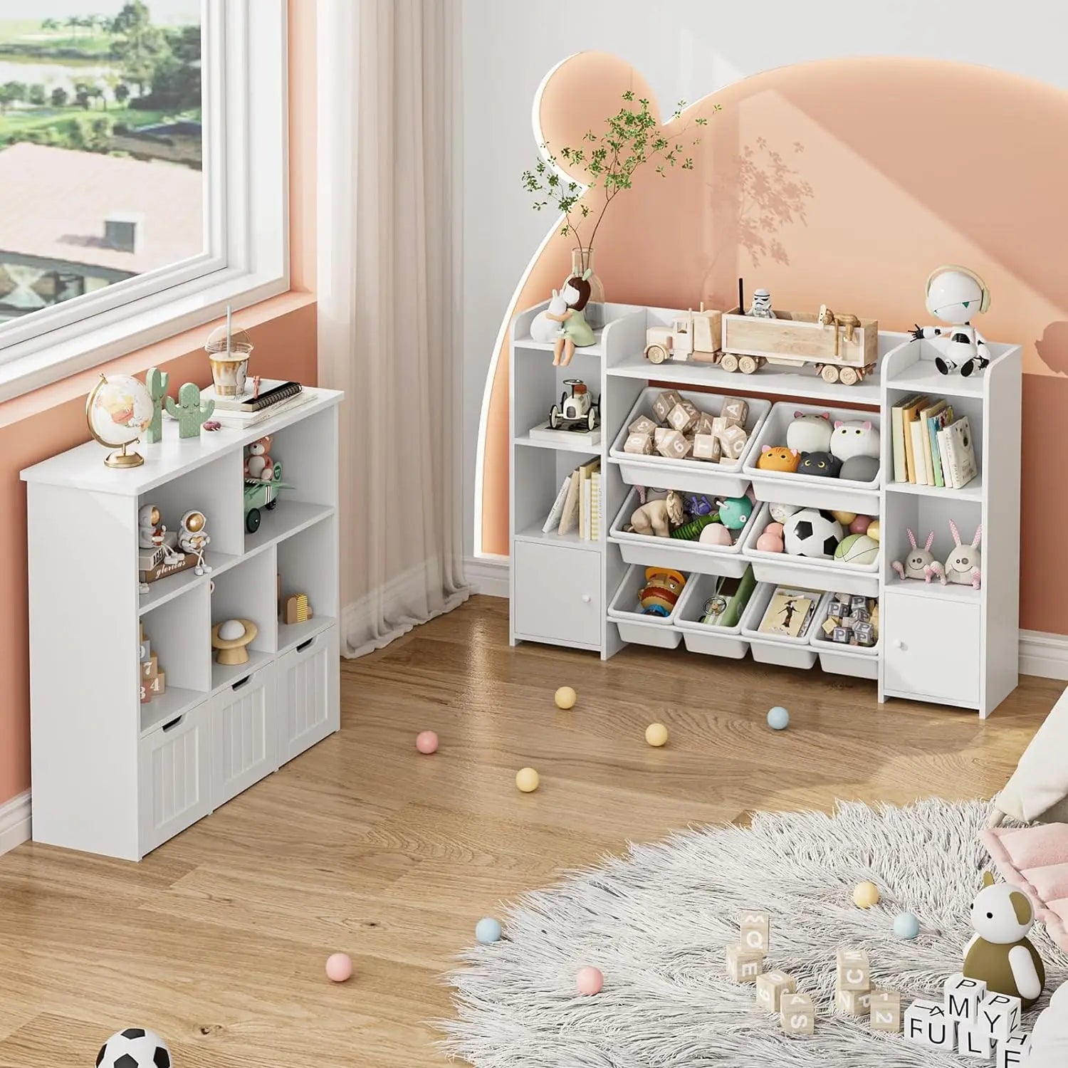 55-inch Toy Storage Organizer Featuring 8 Toy Bins and Shelves childrensterritory