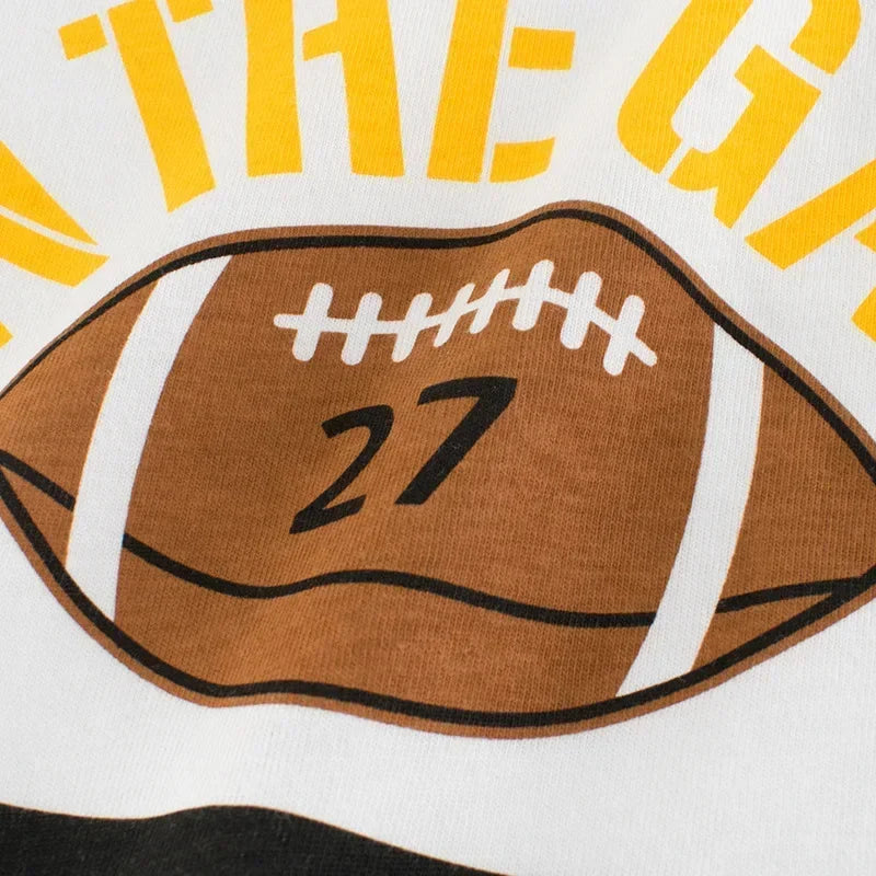 Rugby Letter Print Kids Boys Bottoming Cotton T-shirts