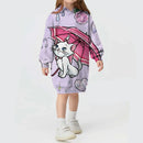 Kids Girls Cute Cat Print Casual Hoodie Dresses childrensterritory
