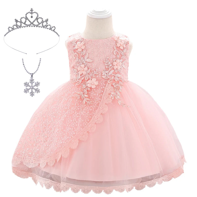 Baby Girl Lace Embroidered Formal Occasion Gowns