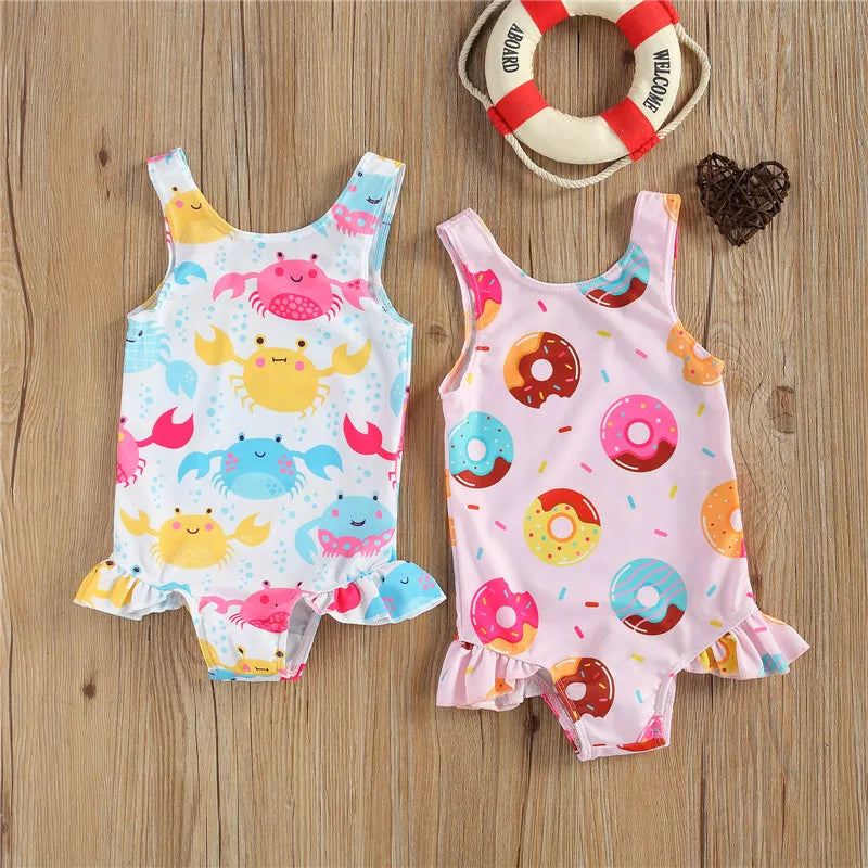 Baby Girls Soft Printed One-Two-piece Swimsuit