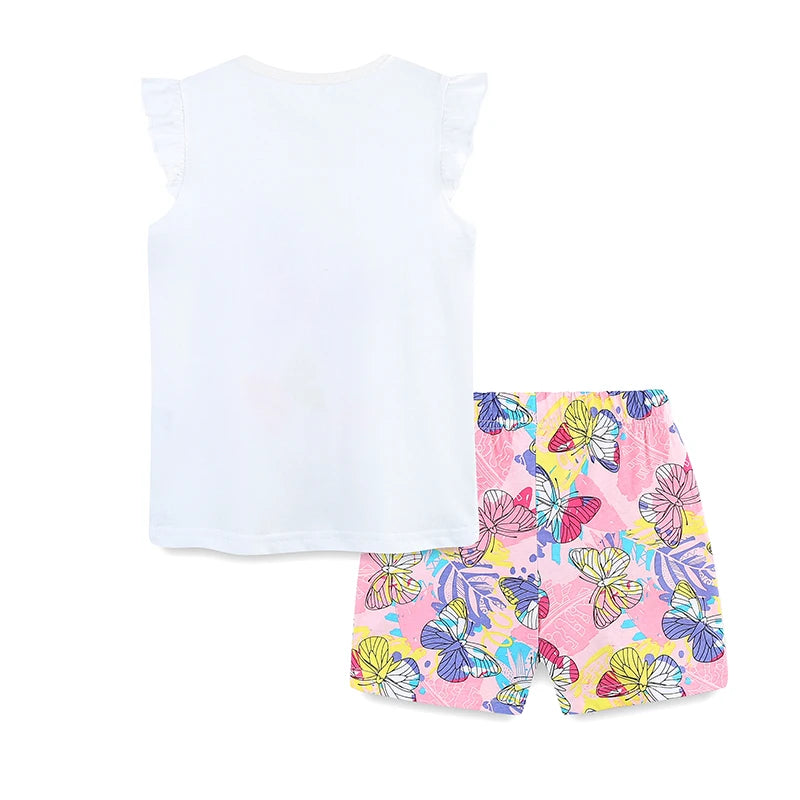 Girls Butterfly Print Casual Summer Clothing Set childrensterritory