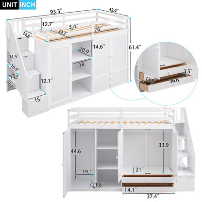 Multipurpose Loft Bed featuring Shelves, Closets, and Storage childrensterritory