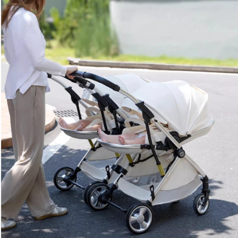 Luxury High-View Detachable Twin Baby Stroller childrensterritory