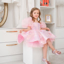 Shiny Handmade Flower Girl Party Dress with Puff Sleeves childrensterritory
