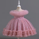 Star Sequin Design Fluffy Evening Princess Dresses childrensterritory