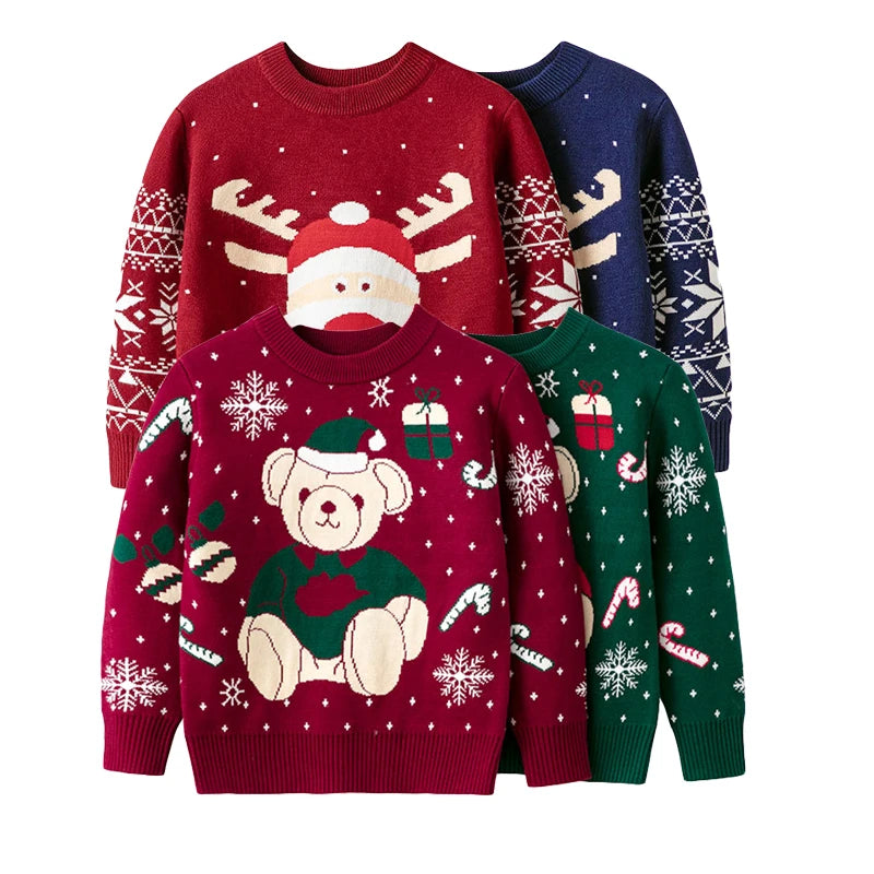Long-Sleeve Winter Sweater with Christmas Print childrensterritory