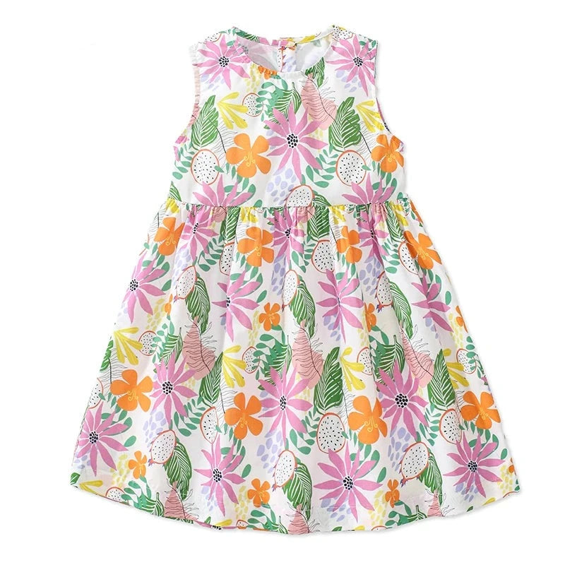 Little Girls Casual Sleeveless Floral Dress For Summer childrensterritory