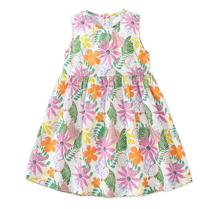 Little Girls Casual Sleeveless Floral Dress For Summer childrensterritory