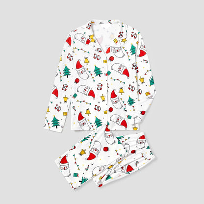 Colorful Christmas Print Long Sleeve Pajamas Sets for Family childrensterritory