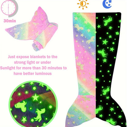 Soft Glow-in-the-Dark Flannel Mermaid Tail Blankets childrensterritory