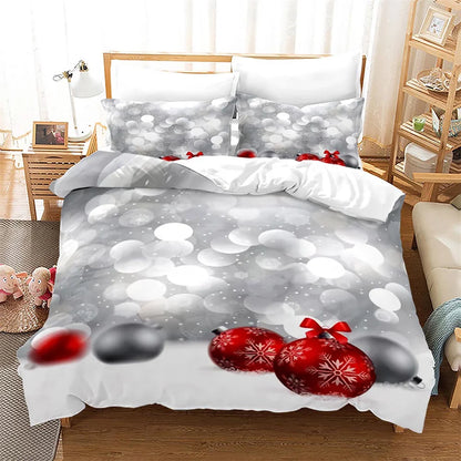 Snowflake Bells Pattern Christmas Duvet Cover Set for Kids Bed childrensterritory