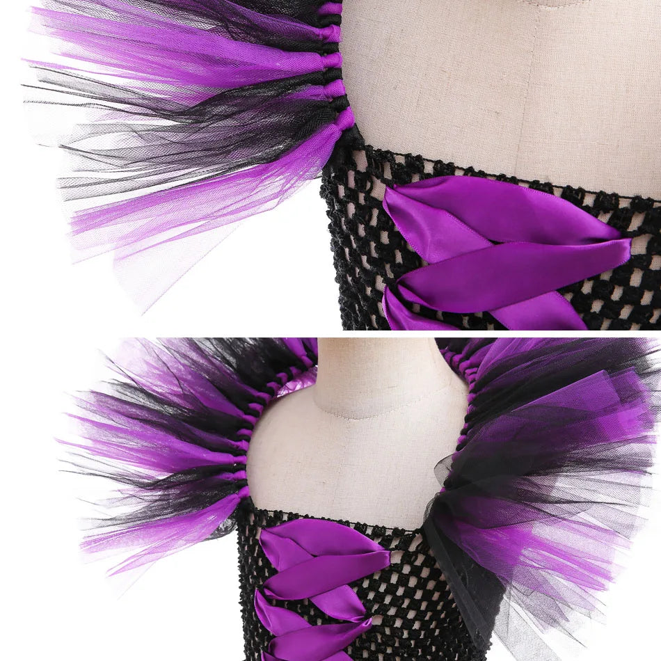 Kids Girls Demon Queen Maleficent Halloween Costume