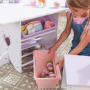Kids Wooden Heart Stool & Table Set with 4Storage Bins