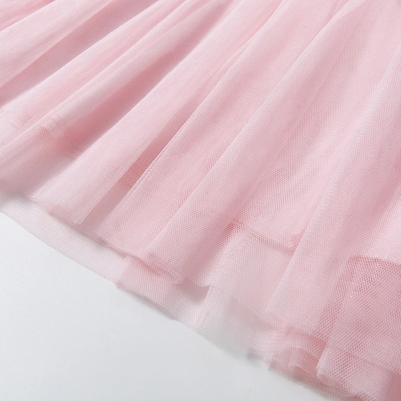 Round Neck Cartoon Design Summer Girls Dresses